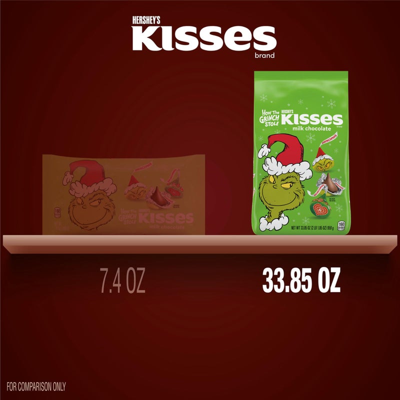 Hershey's حلوى هيرشي كيسيس شوكولاتة الحليب غرينش، كيس حلوى عيد الميلاد، 33.85 أونصة - Image 3